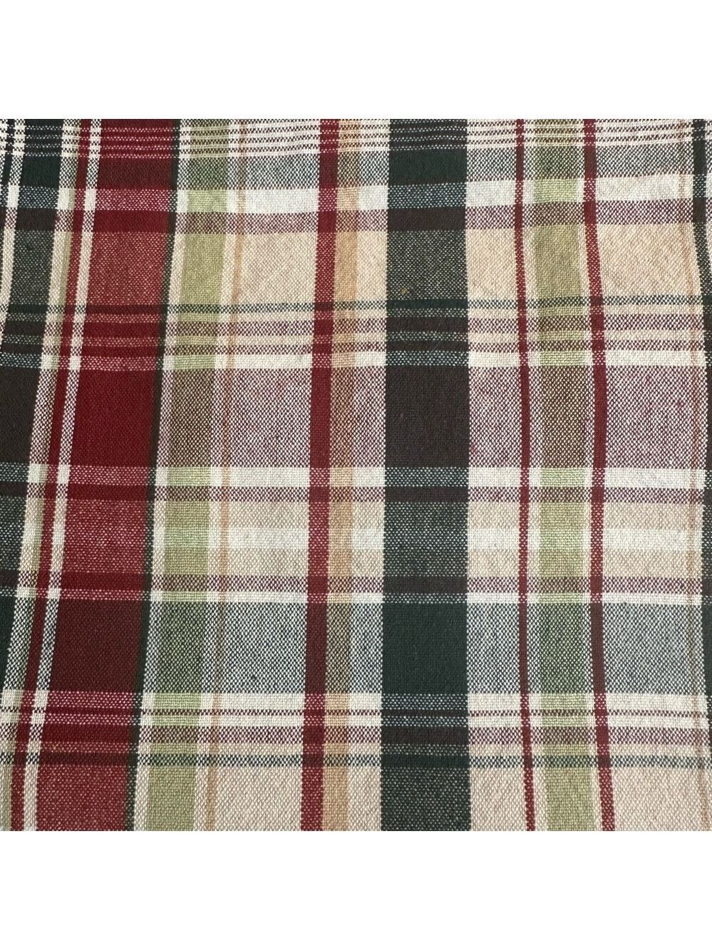 Plaid Patterned Tablecloth in Red, Green, and Cream